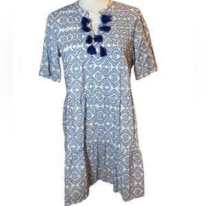 Tommy Bahama Diamond Clip Tiered Jacquard Short Sleeve Mini Dress